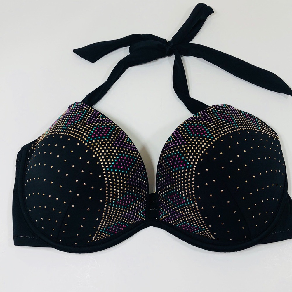 NWT Shade & Shore Black Studded Swim Bikini Top